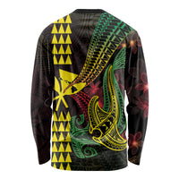 Hawaii Kakau Hammerhead Shark Long Sleeve Shirt Neon Plumeria Pattern LT01 - Polynesian Pride