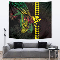 Hawaii Kakau Hammerhead Shark Tapestry Neon Plumeria Pattern LT01 Black - Polynesian Pride