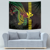 Hawaii Kakau Hammerhead Shark Tapestry Neon Plumeria Pattern LT01 - Polynesian Pride