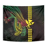 Hawaii Kakau Hammerhead Shark Tapestry Neon Plumeria Pattern LT01 - Polynesian Pride
