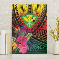Hawaii Kanaka Maoli Flag Day Canvas Wall Art Tropical Flowers LT01 Without Frame Black - Polynesian Pride