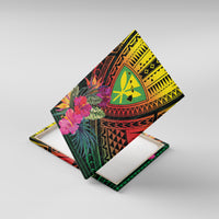 Hawaii Kanaka Maoli Flag Day Canvas Wall Art Tropical Flowers LT01 With Frame Black - Polynesian Pride