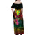 Hawaii Kanaka Maoli Flag Day Family Matching Off Shoulder Maxi Dress and Hawaiian Shirt Tropical Flowers