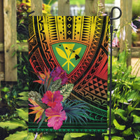 Hawaii Kanaka Maoli Flag Day Garden Flag Tropical Flowers LT01 Garden Flag Black - Polynesian Pride