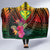 Hawaii Kanaka Maoli Flag Day Hooded Blanket Tropical Flowers