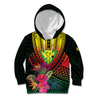 Hawaii Kanaka Maoli Flag Day Kid Hoodie Tropical Flowers LT01 Hoodie Black - Polynesian Pride