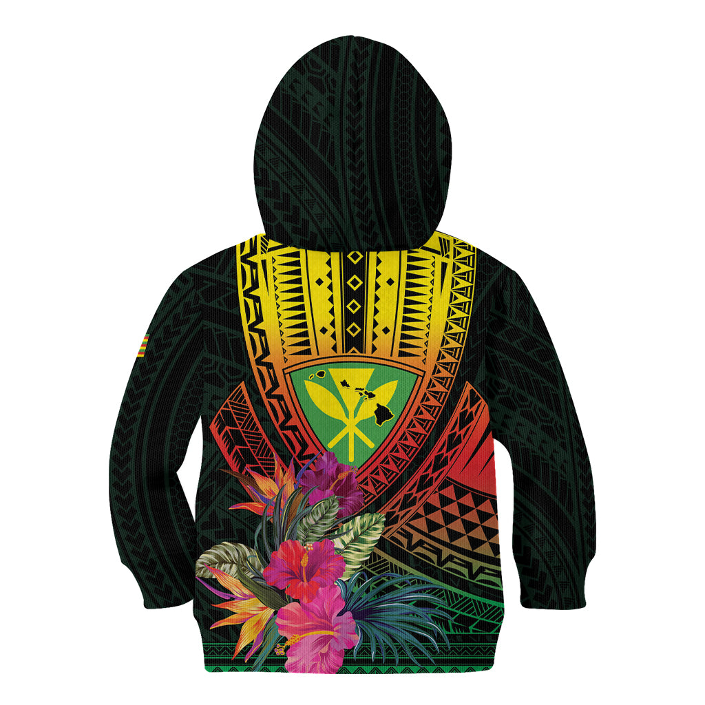 Hawaii Kanaka Maoli Flag Day Kid Hoodie Tropical Flowers LT01 - Polynesian Pride