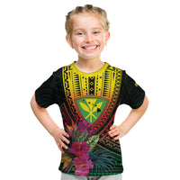 Hawaii Kanaka Maoli Flag Day Kid T Shirt Tropical Flowers LT01 Black - Polynesian Pride