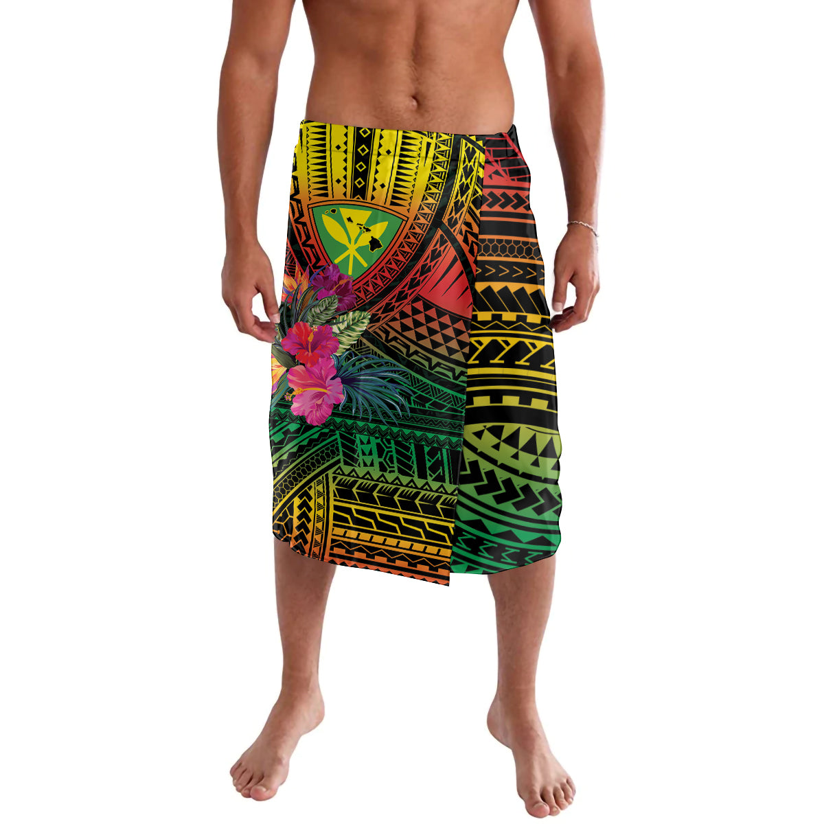 Hawaii Kanaka Maoli Flag Day Lavalava Tropical Flowers LT01 Black - Polynesian Pride