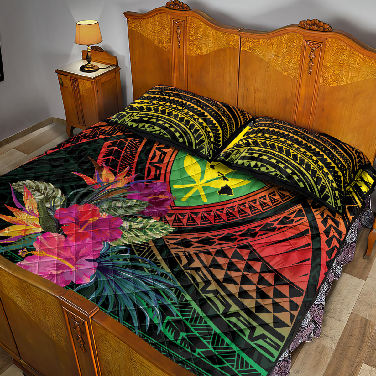 Hawaii Kanaka Maoli Flag Day Quilt Bed Set Tropical Flowers LT01 - Polynesian Pride