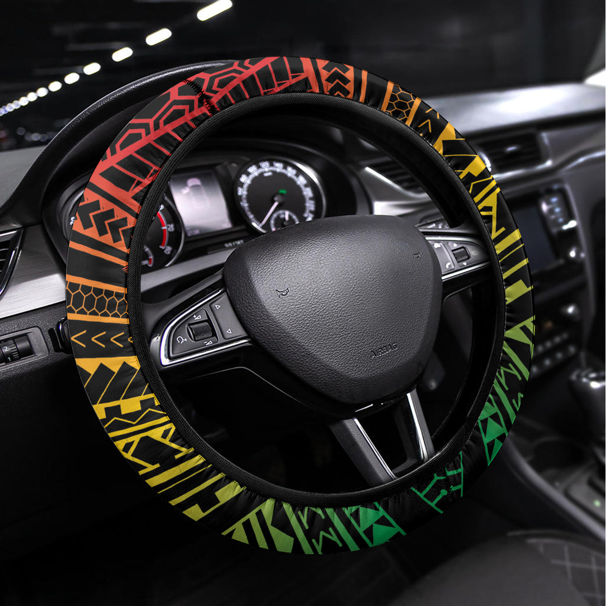 Hawaii Kanaka Maoli Flag Day Steering Wheel Cover Tropical Flowers LT01 Universal Fit Black - Polynesian Pride