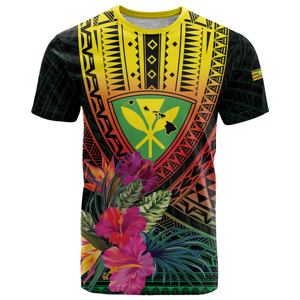 Hawaii Kanaka Maoli Flag Day T Shirt Tropical Flowers LT01 Black - Polynesian Pride