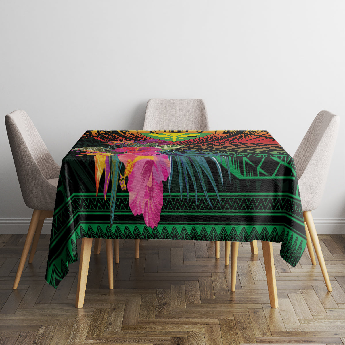 Hawaii Kanaka Maoli Flag Day Tablecloth Tropical Flowers LT01 - Polynesian Pride