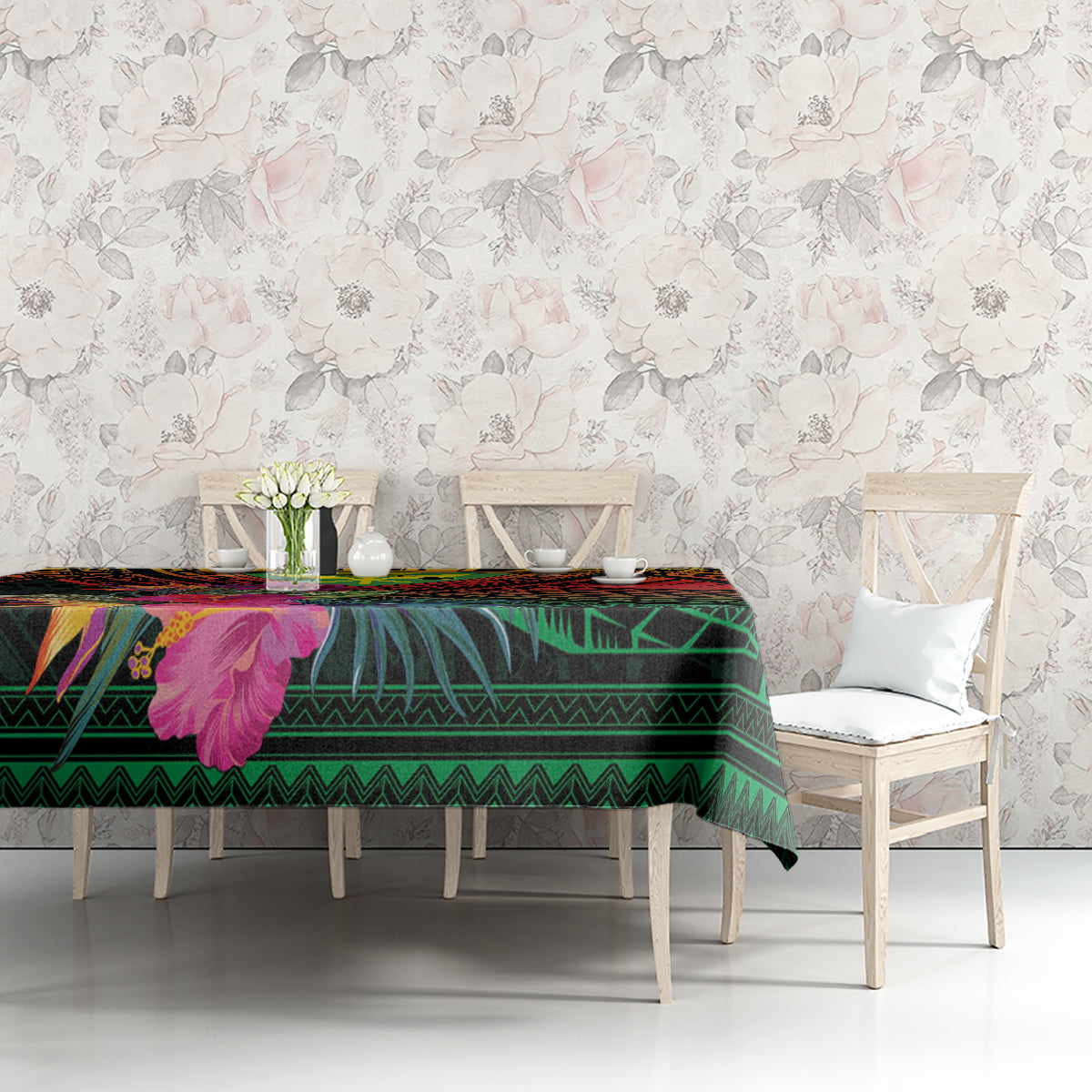 Hawaii Kanaka Maoli Flag Day Tablecloth Tropical Flowers LT01 - Polynesian Pride