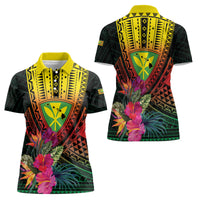 Hawaii Kanaka Maoli Flag Day Women Polo Shirt Tropical Flowers LT01 - Polynesian Pride