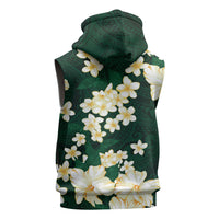 Hawaii Hibiscus Plumeria Green Sleeveless Zip Hoodie Polynesian Pattern LT01 - Polynesian Pride