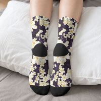 Hawaii Hibiscus Plumeria Purple Crew Socks Polynesian Pattern LT01 - Polynesian Pride