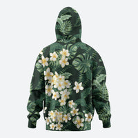 Hawaii Plumeria Tropical Leaves Zip Hoodie Monstera Calathea Palm Fronds LT01 - Polynesian Pride