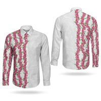 Hawaii Aalii Lei Couples Matching Off Shoulder Maxi Dress and Long Sleeve Button Shirt Aalii Ku Makani LT01 - Polynesian Pride