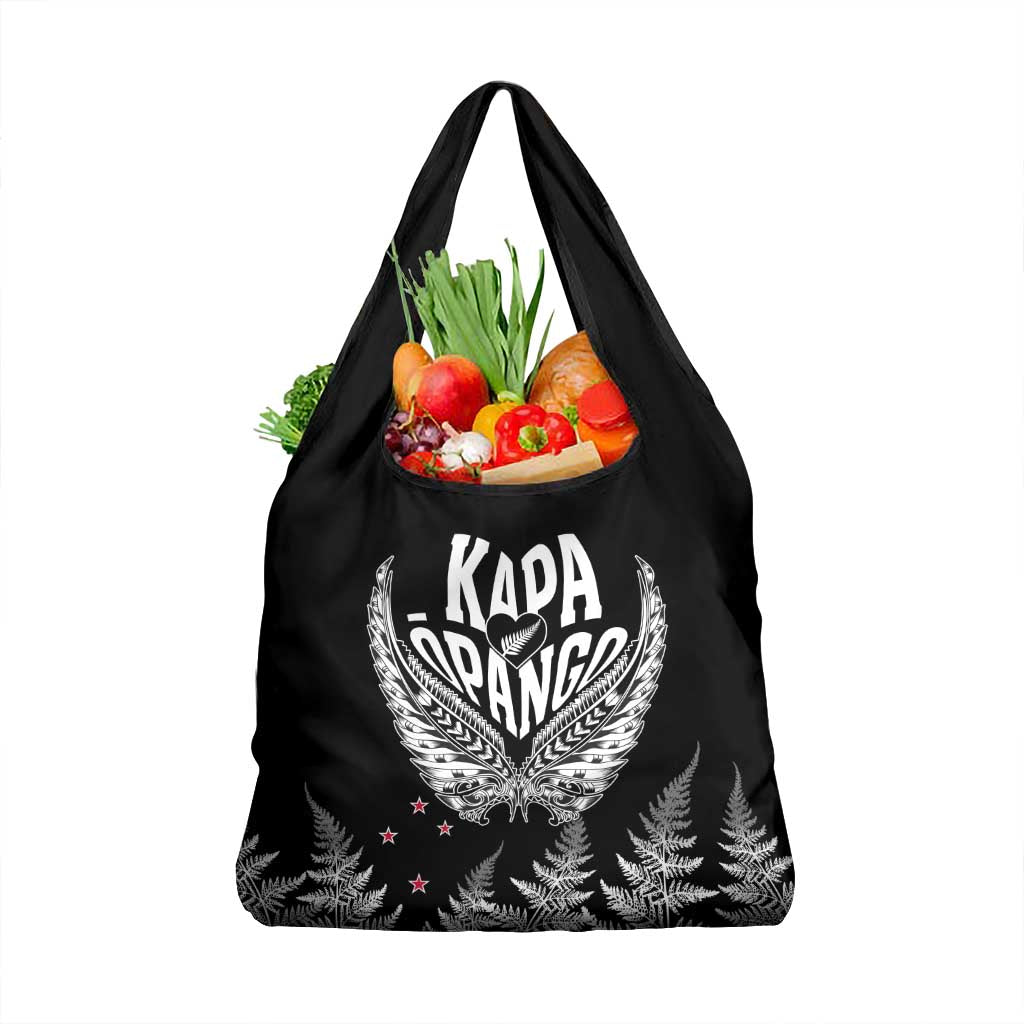 Custom New Zealand Rugby Grocery Bag NZ Opango Forever Silver Fern Heart LT01 1-pack One Size Black - Polynesian Pride