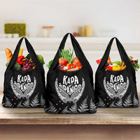 Custom New Zealand Rugby Grocery Bag NZ Opango Forever Silver Fern Heart LT01 3-pack One Size Black - Polynesian Pride