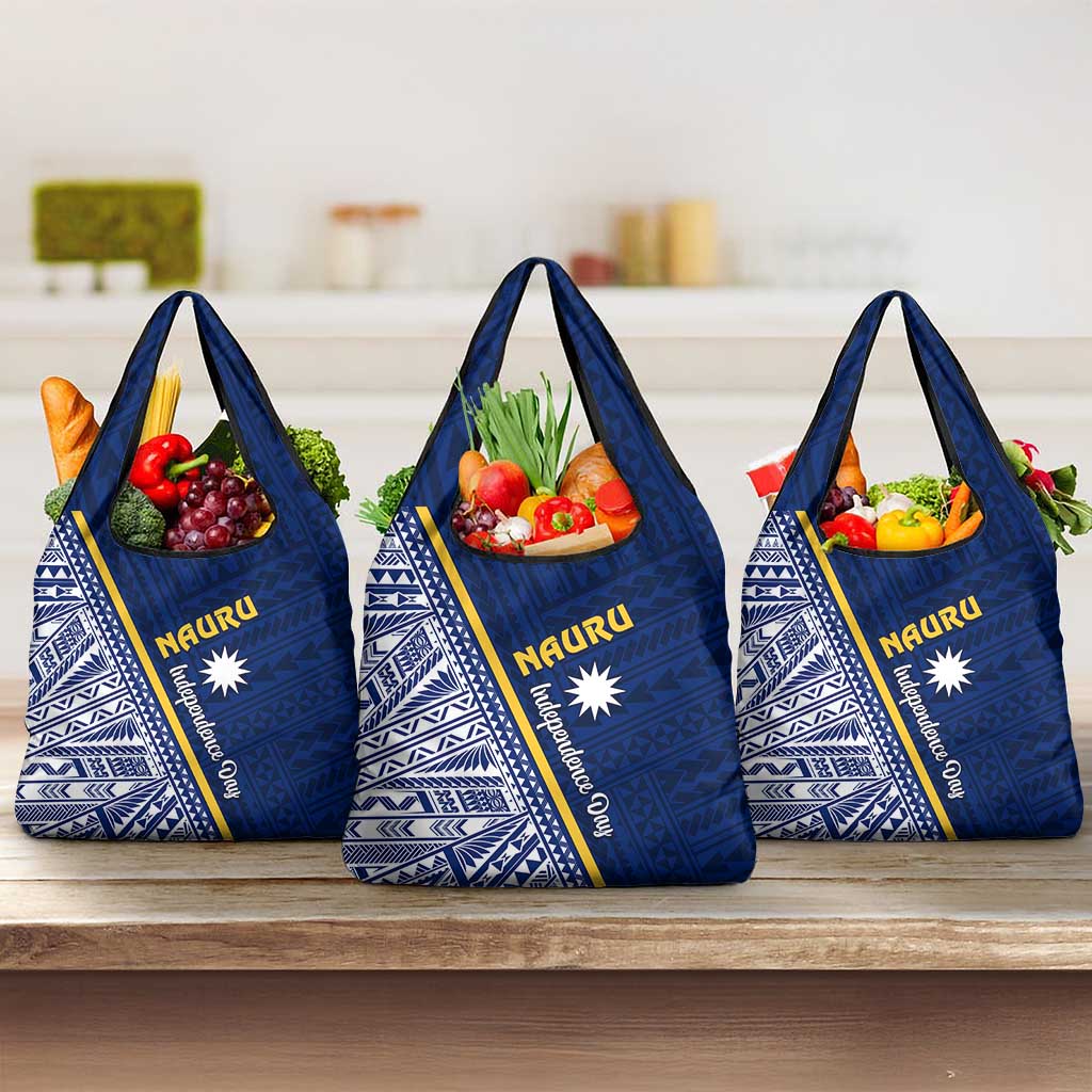 Nauru Independence Day Grocery Bag Repubrikin Naoero Gods Will First LT01 3-pack One Size Blue - Polynesian Pride