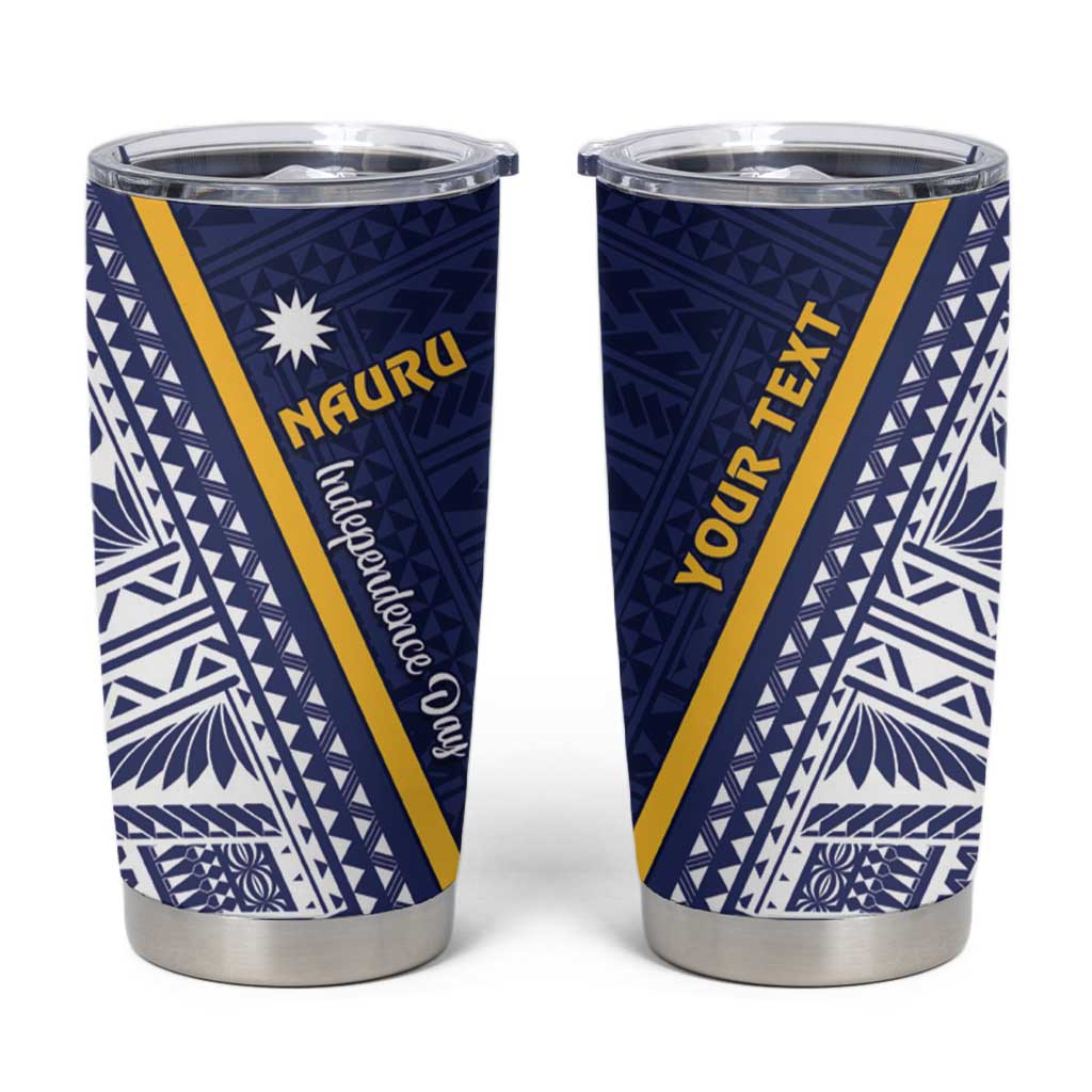 Personalised Nauru Independence Day Tumbler Cup Repubrikin Naoero Gods Will First LT01 Blue - Polynesian Pride