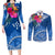 Kosrae Constitution Day Couples Matching Long Sleeve Bodycon Dress and Long Sleeve Button Shirt Kusaie Special Style LT01 Blue - Polynesian Pride