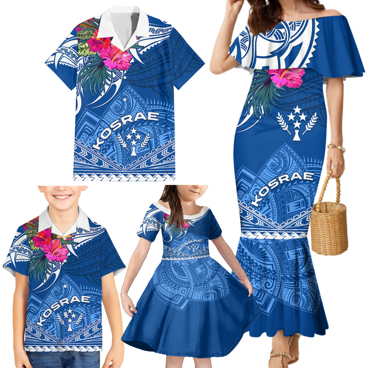 Kosrae Constitution Day Family Matching Mermaid Dress and Hawaiian Shirt Kusaie Special Style LT01 - Polynesian Pride