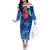 Kosrae Constitution Day Off The Shoulder Long Sleeve Dress Kusaie Special Style LT01 Women Blue - Polynesian Pride