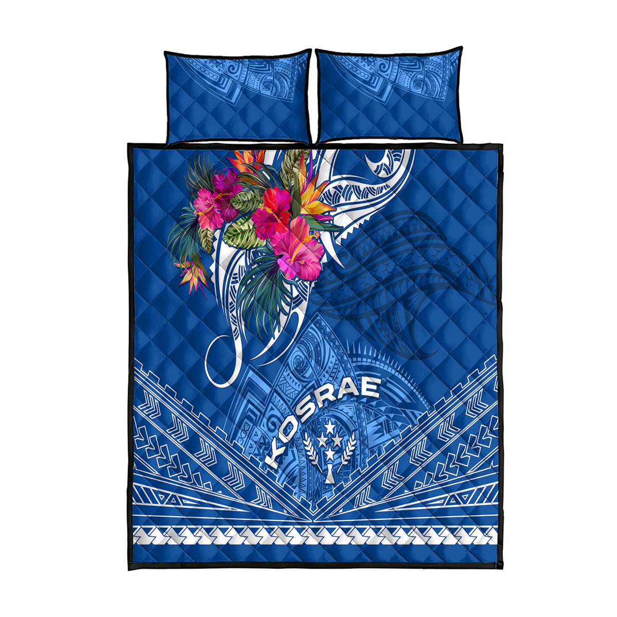 Kosrae Constitution Day Quilt Bed Set Kusaie Special Style LT01 Blue - Polynesian Pride