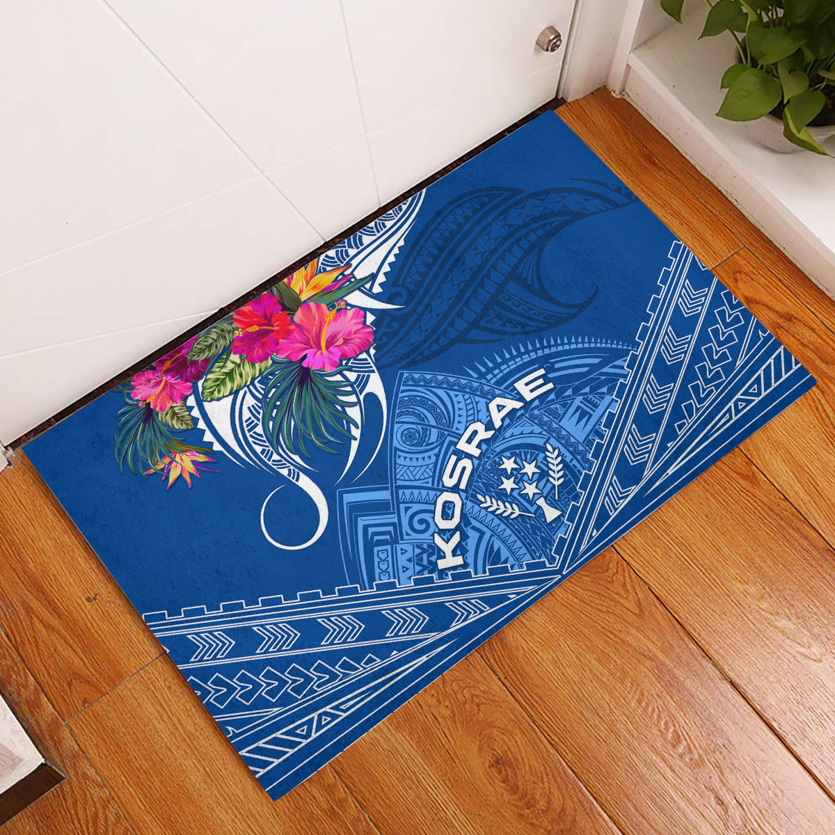 Kosrae Constitution Day Rubber Doormat Kusaie Special Style LT01 Blue - Polynesian Pride