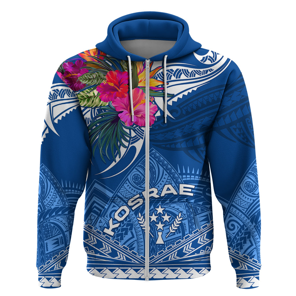 Kosrae Constitution Day Zip Hoodie Kusaie Special Style LT01 Zip Hoodie Blue - Polynesian Pride