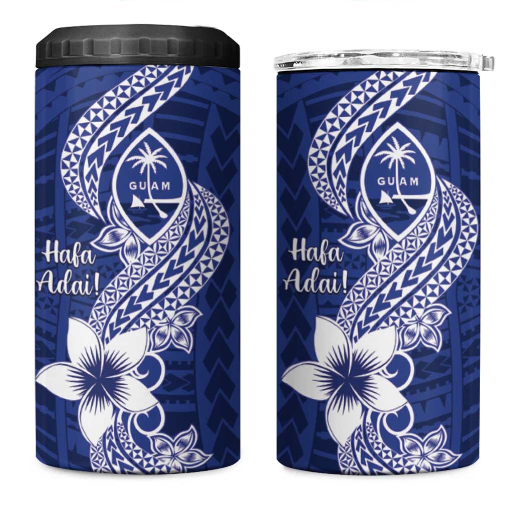 Hafa Adai Guam 4 in 1 Can Cooler Tumbler Polynesian Floral Blue Pattern LT01 One Size: 16 oz Blue - Polynesian Pride