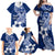 Hafa Adai Guam Family Matching Off Shoulder Maxi Dress and Hawaiian Shirt Polynesian Floral Blue Pattern LT01 - Polynesian Pride