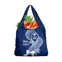 Hafa Adai Guam Grocery Bag Polynesian Floral Blue Pattern LT01 1-pack One Size Blue - Polynesian Pride