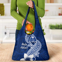 Hafa Adai Guam Grocery Bag Polynesian Floral Blue Pattern LT01 - Polynesian Pride