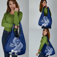 Hafa Adai Guam Grocery Bag Polynesian Floral Blue Pattern LT01 - Polynesian Pride