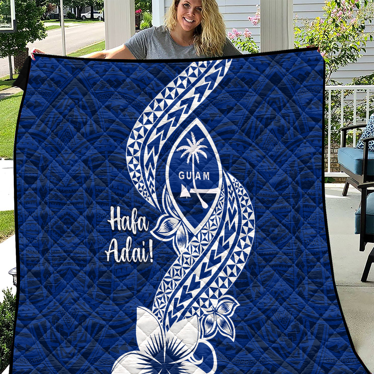 Hafa Adai Guam Quilt Polynesian Floral Blue Pattern LT01 Blue - Polynesian Pride