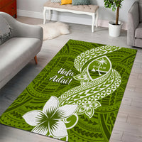 Hafa Adai Guam Area Rug Polynesian Olive Green Blue Pattern LT01 - Polynesian Pride