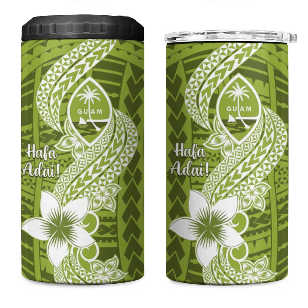 Hafa Adai Guam 4 in 1 Can Cooler Tumbler Polynesian Olive Green Blue Pattern LT01 One Size: 16 oz Green - Polynesian Pride
