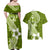 Hafa Adai Guam Couples Matching Off Shoulder Maxi Dress and Hawaiian Shirt Polynesian Olive Green Blue Pattern LT01 - Polynesian Pride