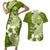 Hafa Adai Guam Couples Matching Short Sleeve Bodycon Dress and Hawaiian Shirt Polynesian Olive Green Blue Pattern LT01 Green - Polynesian Pride