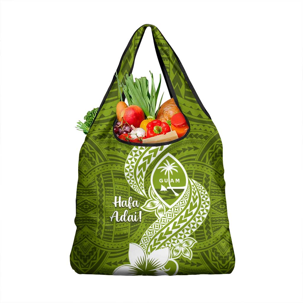 Hafa Adai Guam Grocery Bag Polynesian Olive Green Blue Pattern LT01 1-pack One Size Green - Polynesian Pride