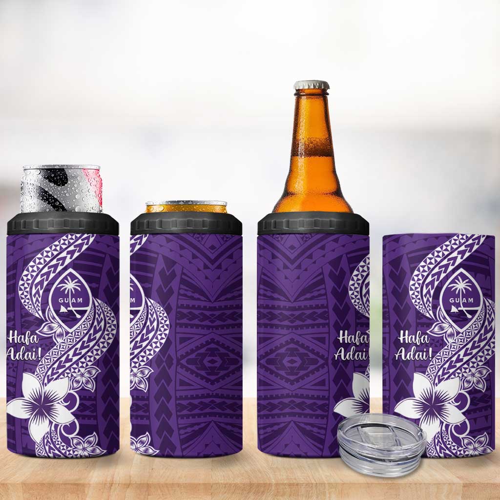 Hafa Adai Guam 4 in 1 Can Cooler Tumbler Polynesian Floral Purple Pattern LT01 - Polynesian Pride
