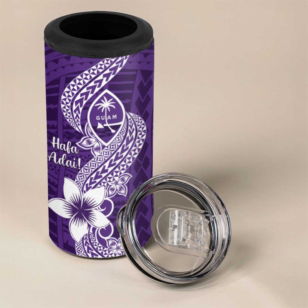 Hafa Adai Guam 4 in 1 Can Cooler Tumbler Polynesian Floral Purple Pattern LT01 - Polynesian Pride