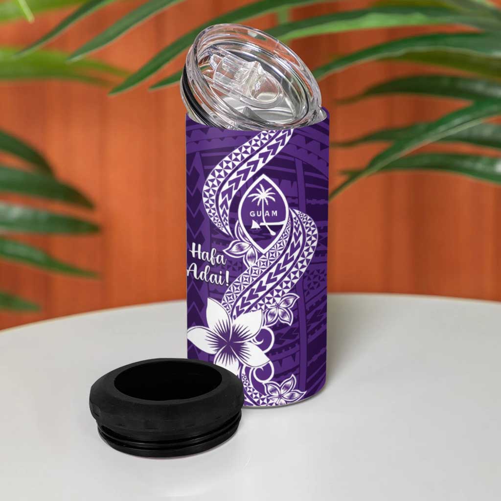 Hafa Adai Guam 4 in 1 Can Cooler Tumbler Polynesian Floral Purple Pattern LT01 - Polynesian Pride