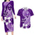 Hafa Adai Guam Couples Matching Long Sleeve Bodycon Dress and Hawaiian Shirt Polynesian Floral Purple Pattern LT01 Purple - Polynesian Pride