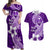 Hafa Adai Guam Couples Matching Off Shoulder Maxi Dress and Hawaiian Shirt Polynesian Floral Purple Pattern LT01 Purple - Polynesian Pride