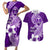 Hafa Adai Guam Couples Matching Short Sleeve Bodycon Dress and Hawaiian Shirt Polynesian Floral Purple Pattern LT01 Purple - Polynesian Pride